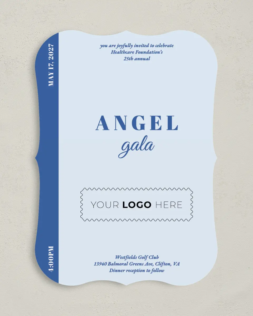 This is a 5" x 7" Bracket Gala Invitation called Healing Hearts printed in full color on Premium Smooth paper