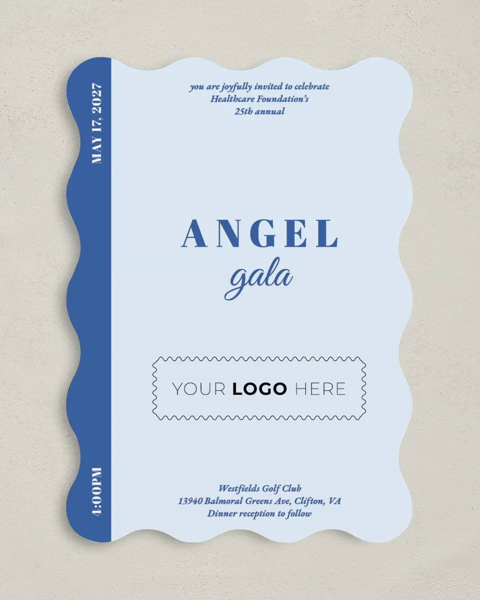 This is a 5" x 7" Wavy Gala Invitation called Healing Hearts printed in full color