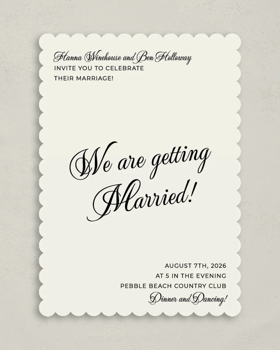 This is a 5" x 7" Classic Wedding Invitation called Grand Party printed in full color on Premium Smooth paper