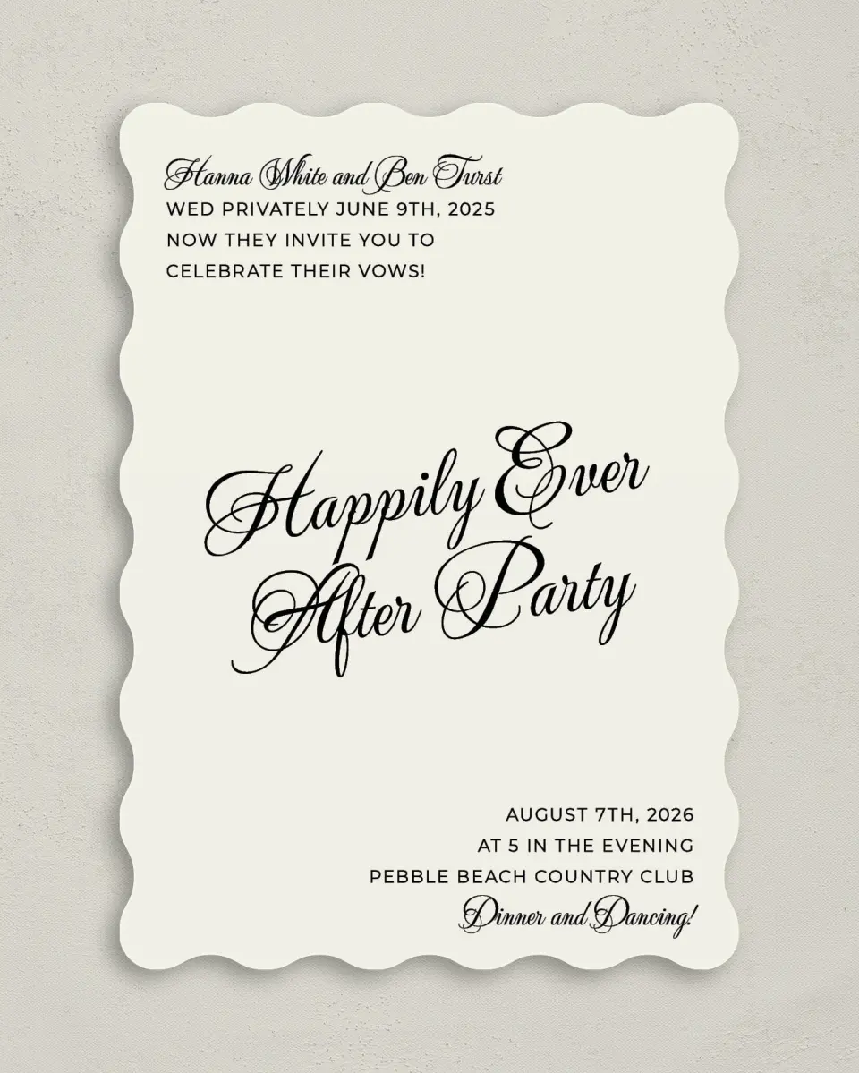 This is a 5" x 7" Reception-Only - CP called Grand Party printed in full color on Premium Smooth paper