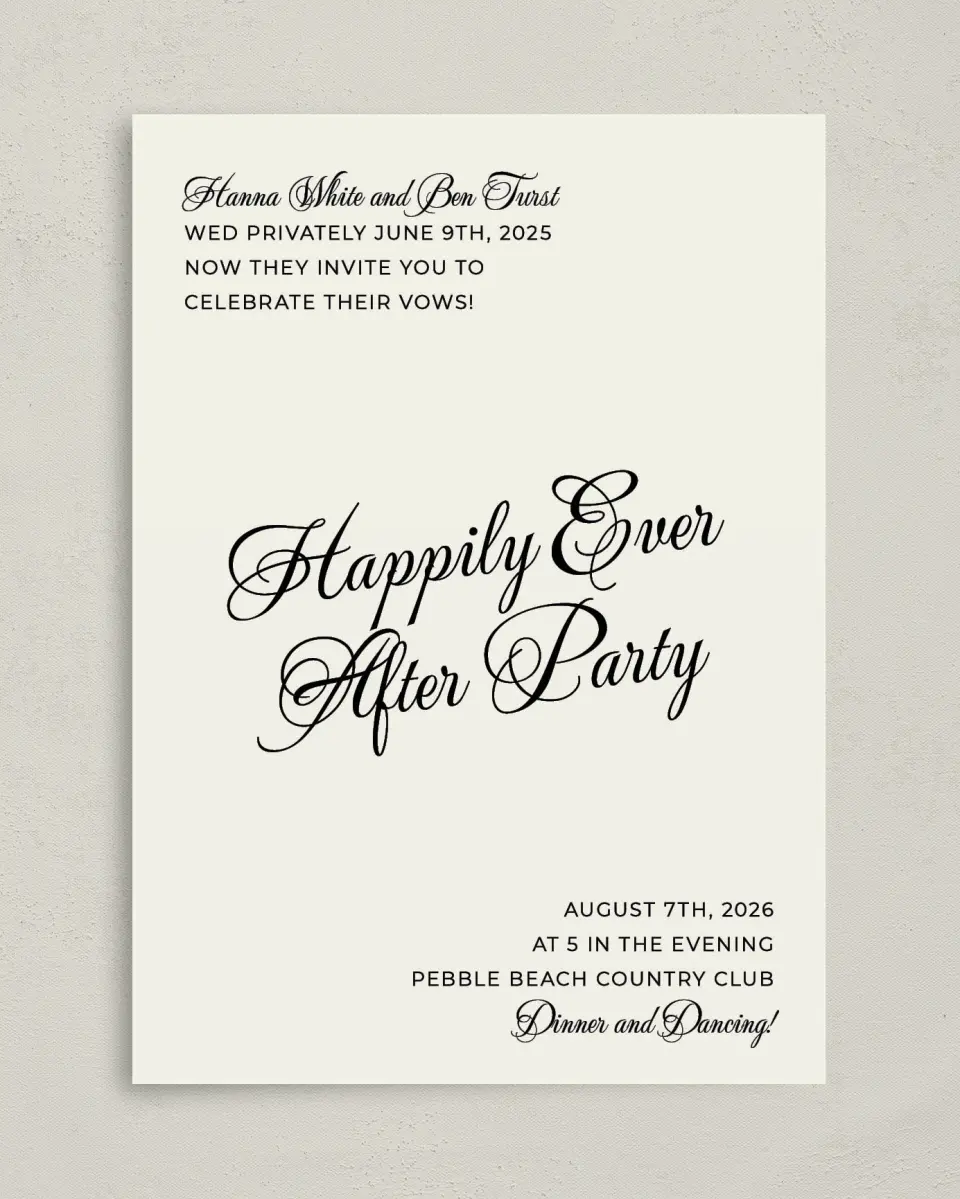 This is a 5" x 7" Reception-Only - CP called Grand Party printed in full color on Premium Smooth paper
