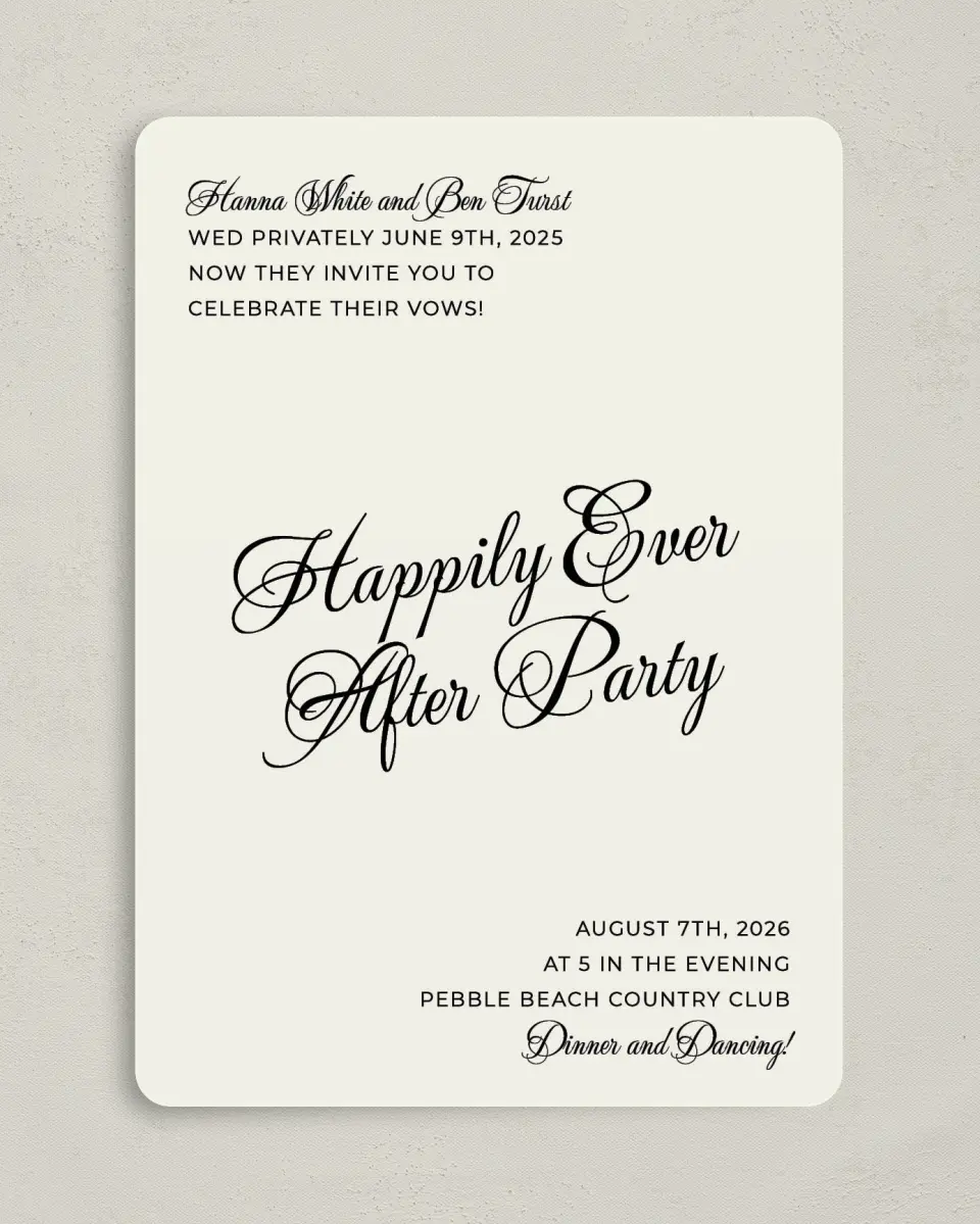 This is a 5" x 7" Reception-Only - CP called Grand Party printed in full color on Premium Smooth paper