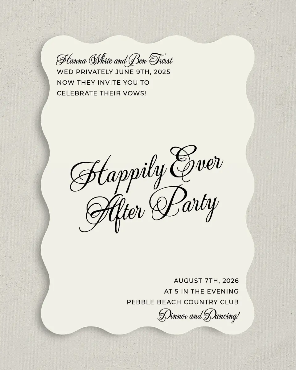 This is a 5" x 7" Reception-Only - CP called Grand Party printed in full color on Premium Smooth paper