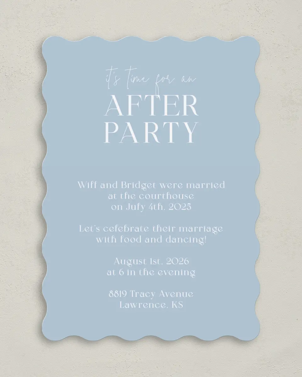 This is a 5" x 7" Reception-Only - CP called It's Time printed in full color on Premium Smooth paper