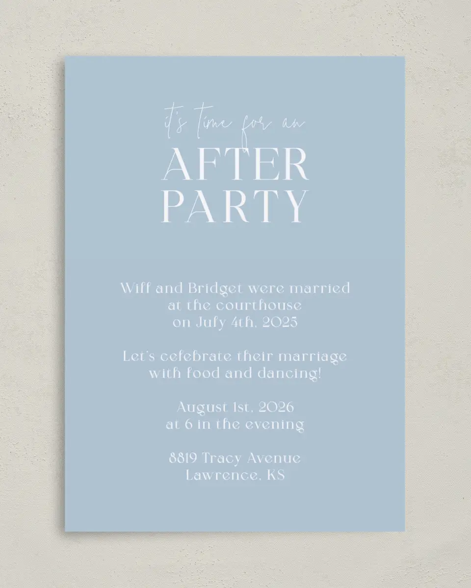 This is a 5" x 7" Reception-Only - CP called It's Time printed in full color on Premium Smooth paper