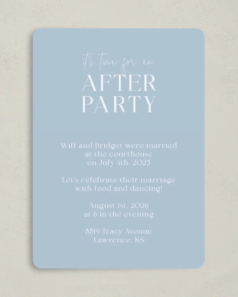 This is a 5" x 7" Reception-Only - CP called It's Time printed in full color on Premium Smooth paper