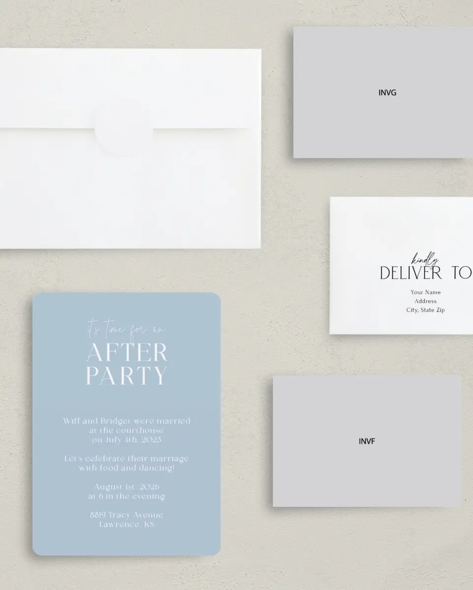 This is a 5" x 7" Reception-Only - CP called It's Time printed in full color on Premium Smooth paper