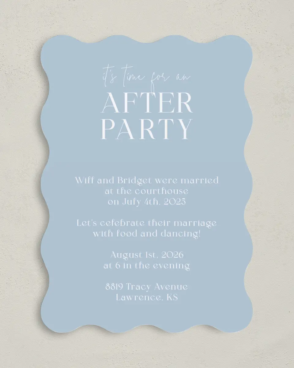This is a 5" x 7" Reception-Only - CP called It's Time printed in full color on Premium Smooth paper