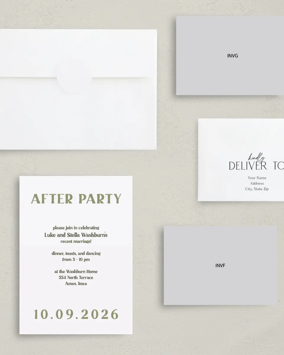 This is a 5" x 7" Reception-Only - CP called Big Day printed in full color on Premium Smooth paper