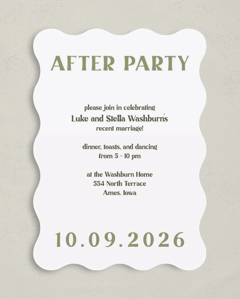 This is a 5" x 7" Reception-Only - CP called Big Day printed in full color on Premium Smooth paper