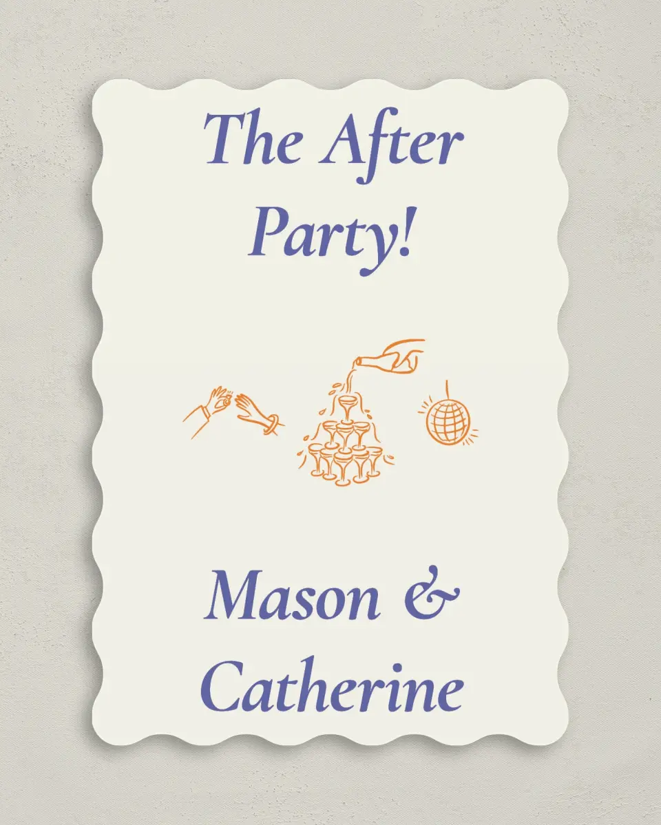 This is a 5" x 7" Reception-Only - CP called The After Party printed in full color on Premium Smooth paper