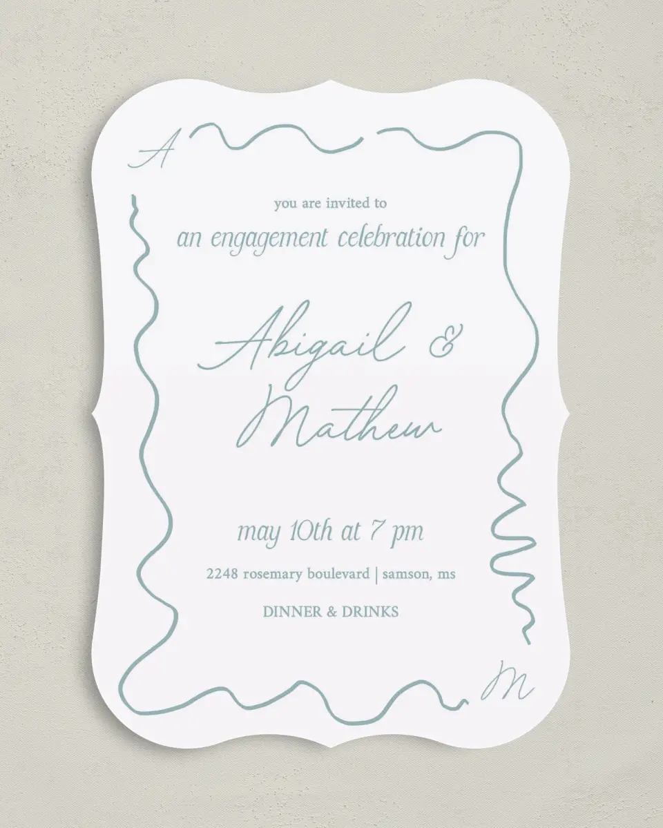 This is a 5" x 7" Engagement Party Invitation called Forever Bound printed in full color on Premium Smooth paper