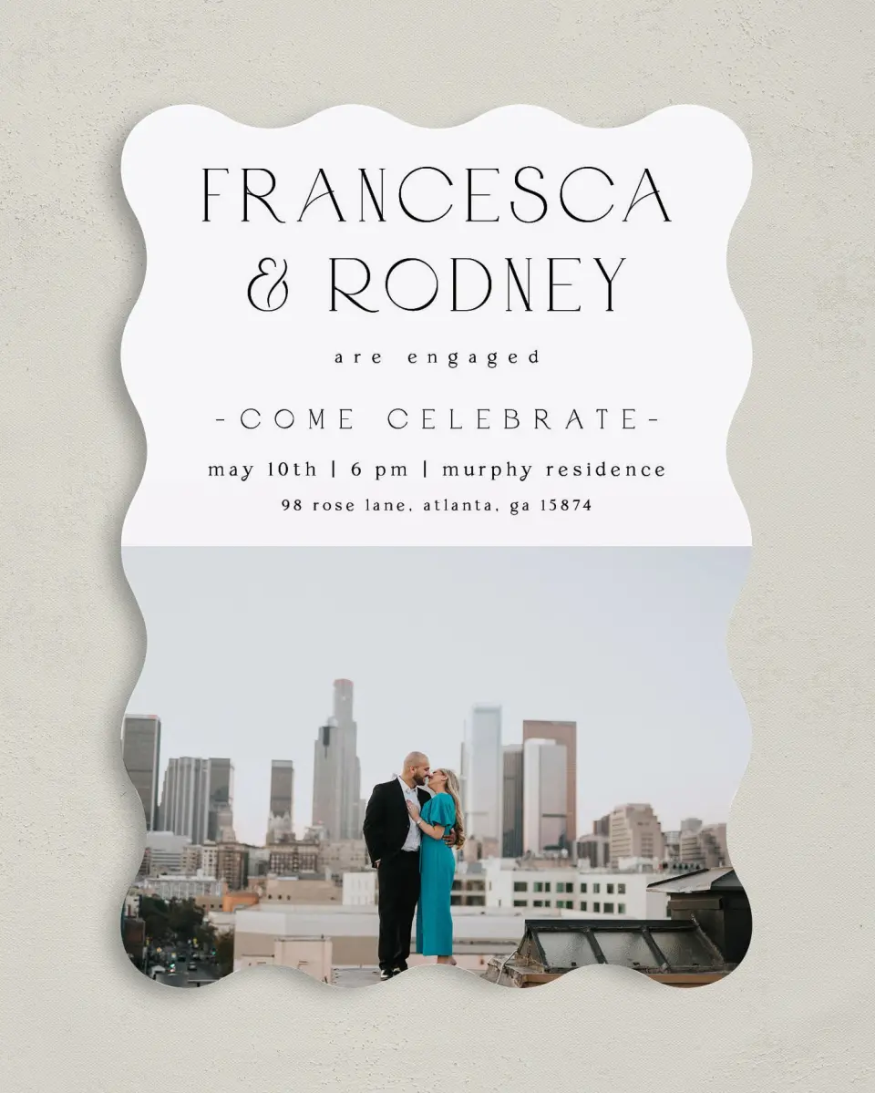 This is a 5" x 7" Wavy Wedding Invitation called Limitless love printed in full color on Premium Smooth paper