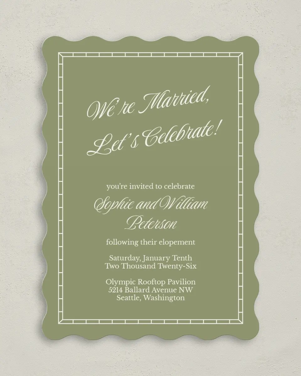 This is a 5" x 7" Reception-Only - CP called Married Bliss printed in full color on Premium Smooth paper