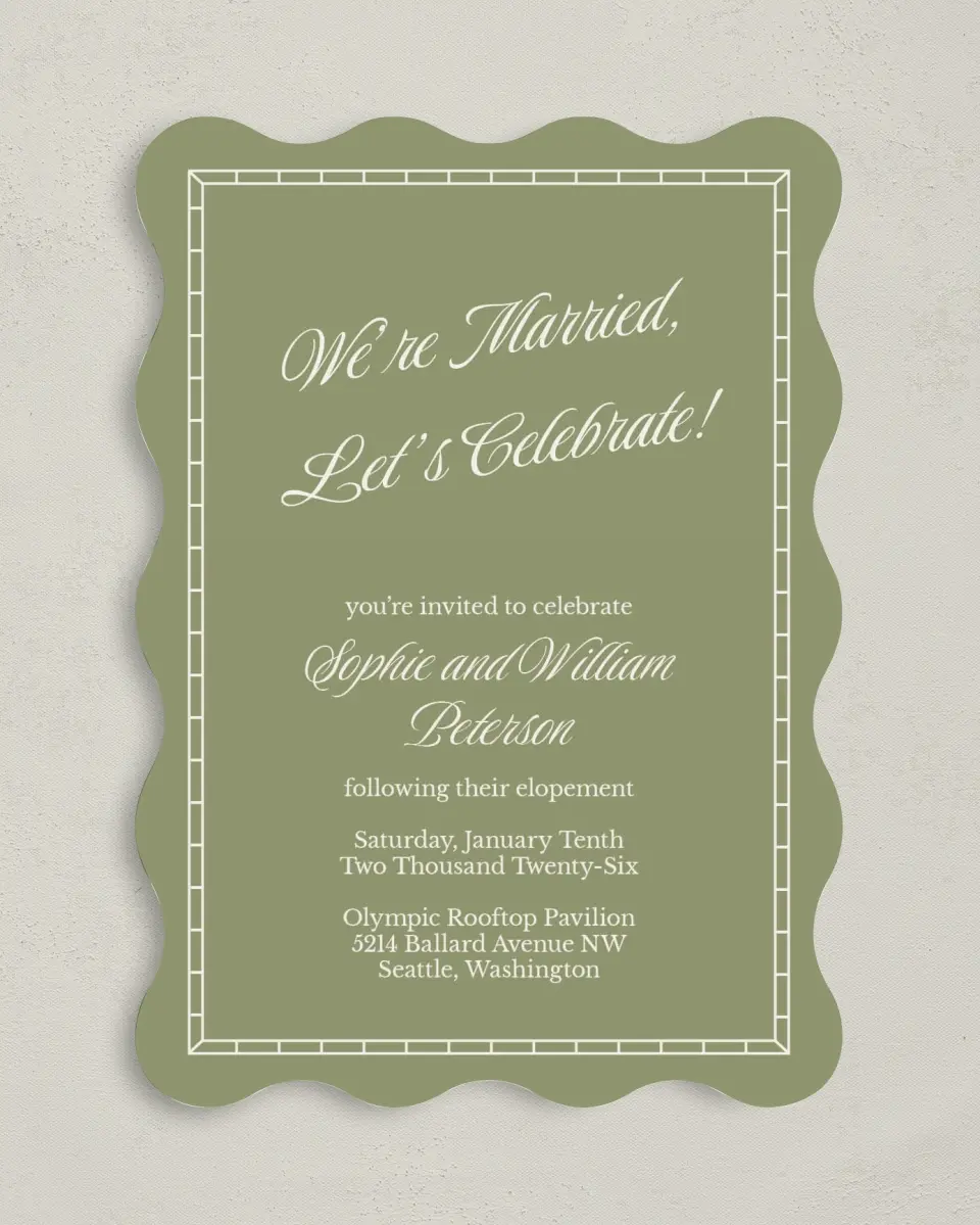 This is a 5" x 7" Reception-Only - CP called Married Bliss printed in full color on Premium Smooth paper