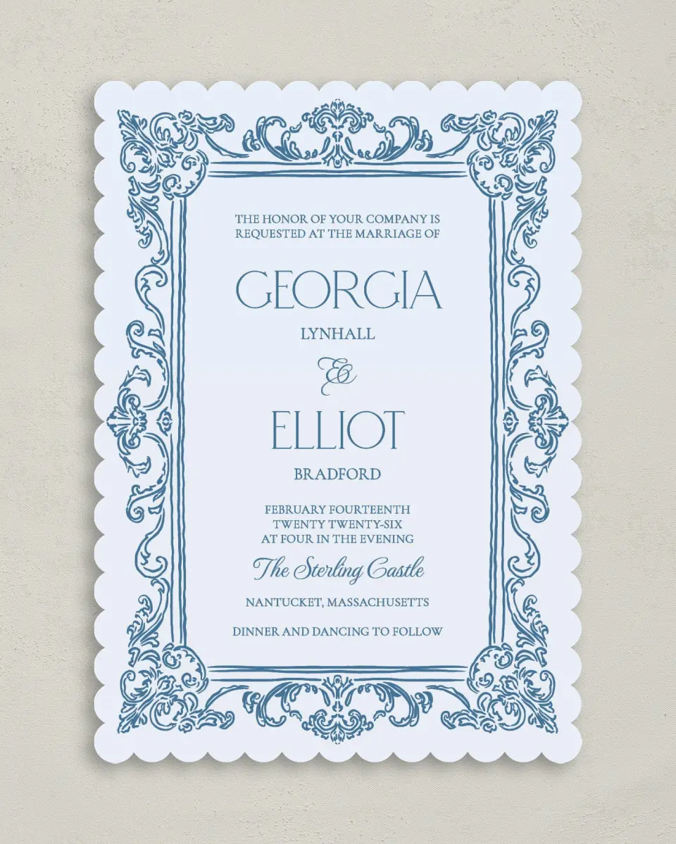 This is a 5" x 7" Classic Wedding Invitation called Nantucket printed in full color on Premium Smooth paper