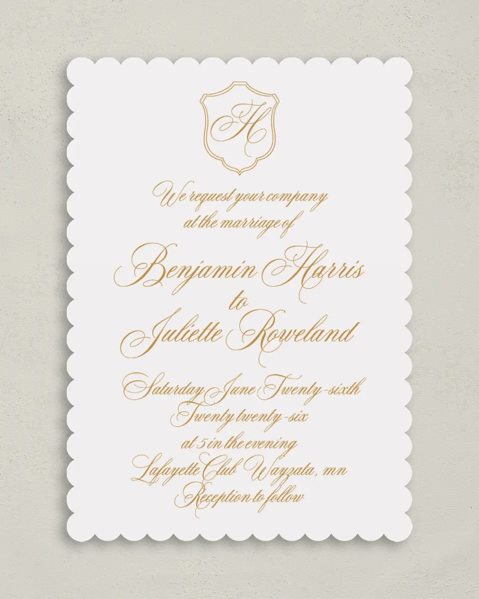 This is a 5" x 7" Classic Wedding Invitation called Wayzata printed in full color on Premium Smooth paper