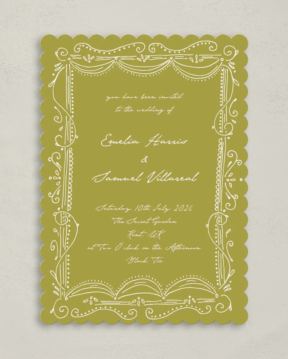 This is a 5" x 7" Classic Wedding Invitation called With Love printed in full color on Premium Smooth paper