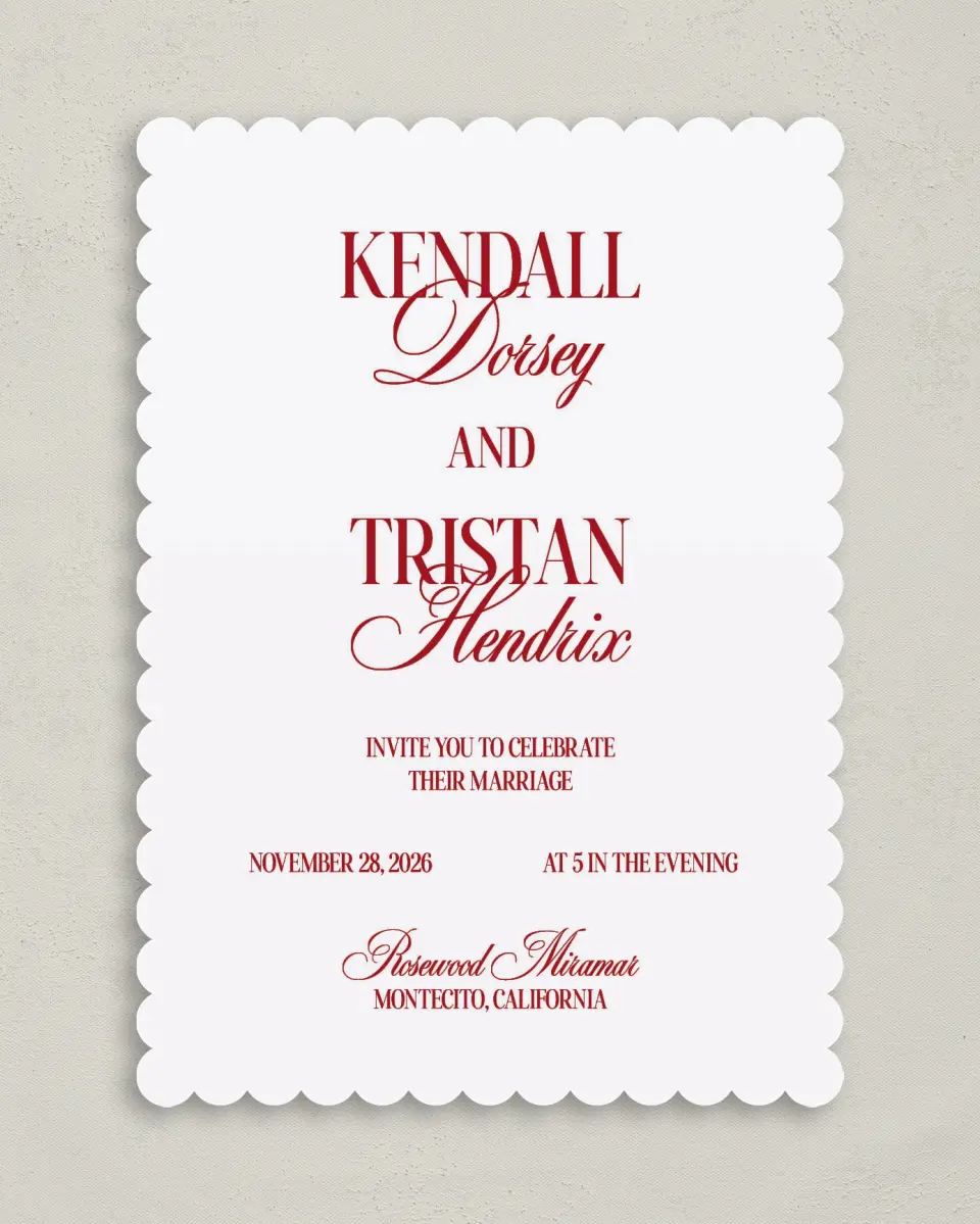 This is a 5" x 7" Classic Wedding Invitation called Montecito printed in full color on Premium Smooth paper