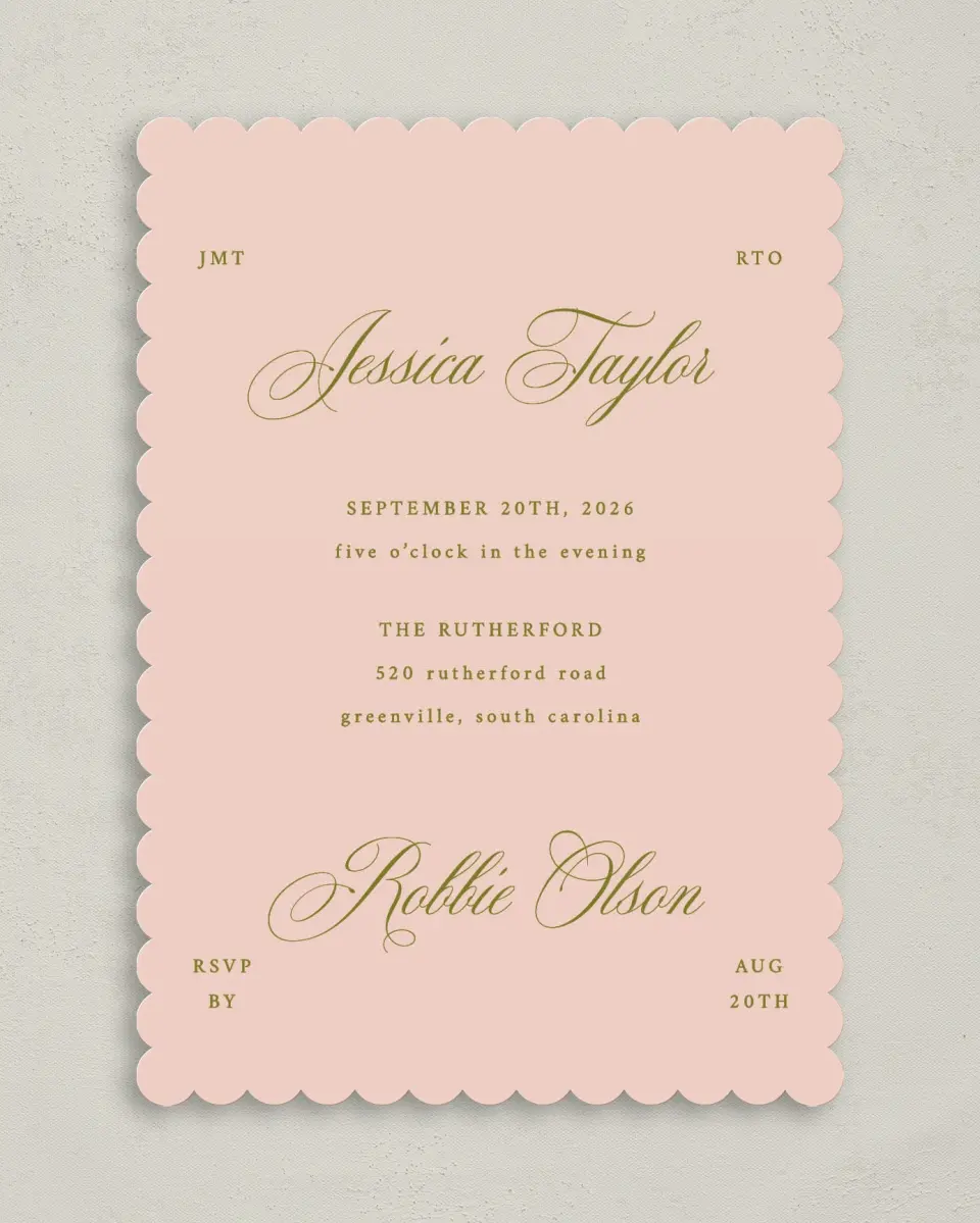This is a 5" x 7" Classic Wedding Invitation called Love Off Script printed in full color on Premium Smooth paper