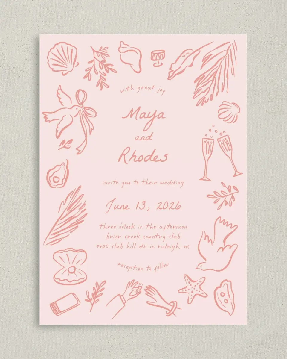 This is a 5" x 7" Classic Wedding Invitation called Maritime Vows printed in full color on Premium Smooth paper