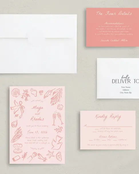 This is a 5" x 7" Classic Wedding Invitation called Maritime Vows printed in full color on Premium Smooth paper
