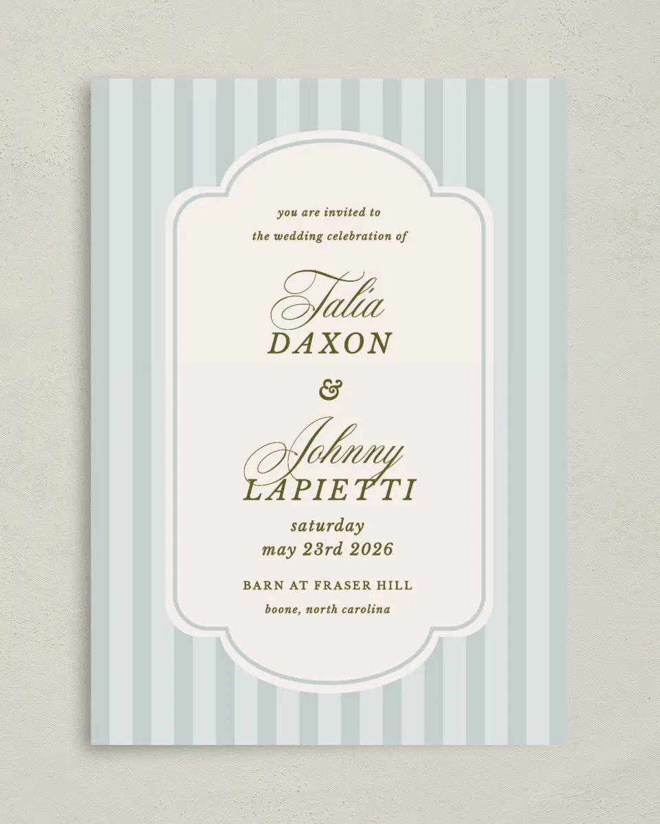 This is a 5" x 7" Classic Wedding Invitation called Love You Forever printed in full color on Premium Smooth paper