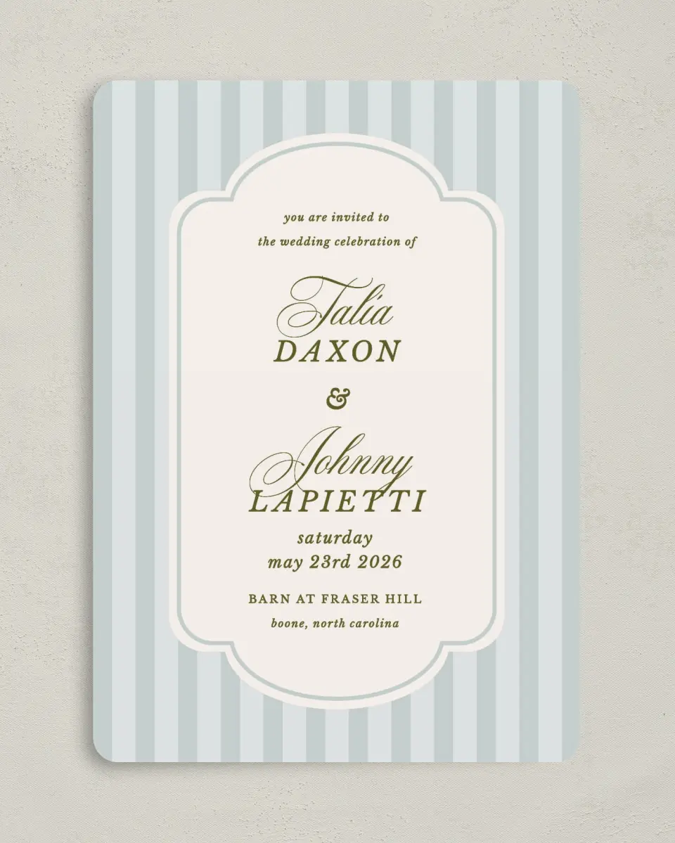 This is a 5" x 7" Rounded Wedding Invitation called Love You Forever printed in full color on Premium Smooth paper