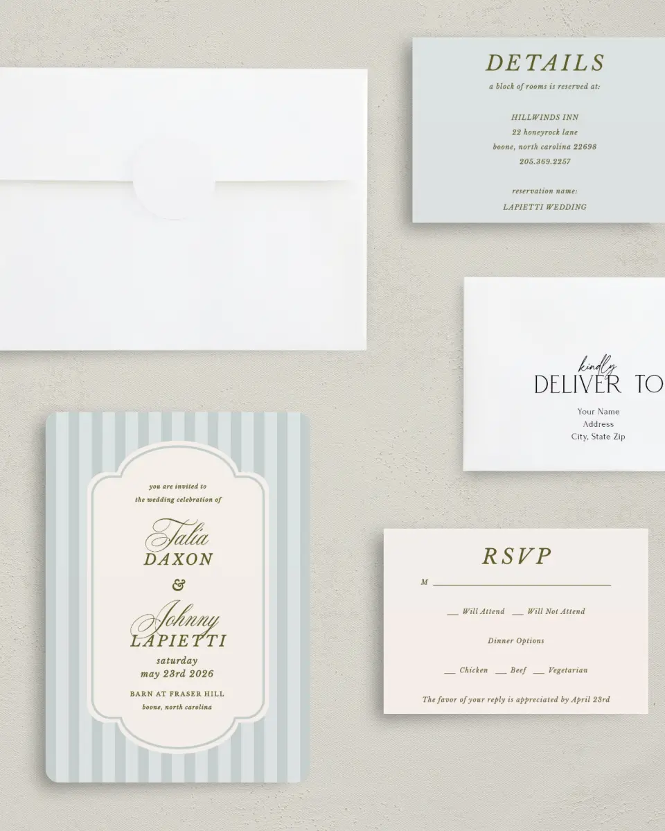 This is a 5" x 7" Rounded Wedding Invitation called Love You Forever printed in full color with Silver foil on Luxe Satin (coated) paper