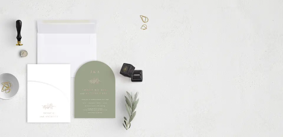 Stacked Wedding Invitations with pocket and coordinating items
