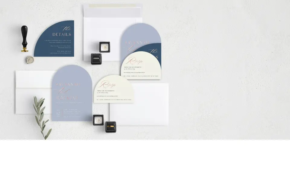 Stacked Wedding Invitations with coordinating items