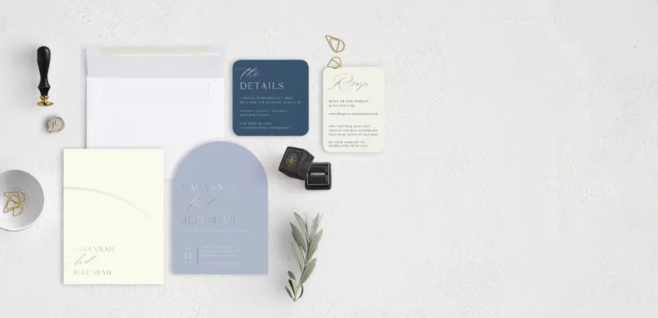 Stacked Wedding Invitations with pocket and coordinating items