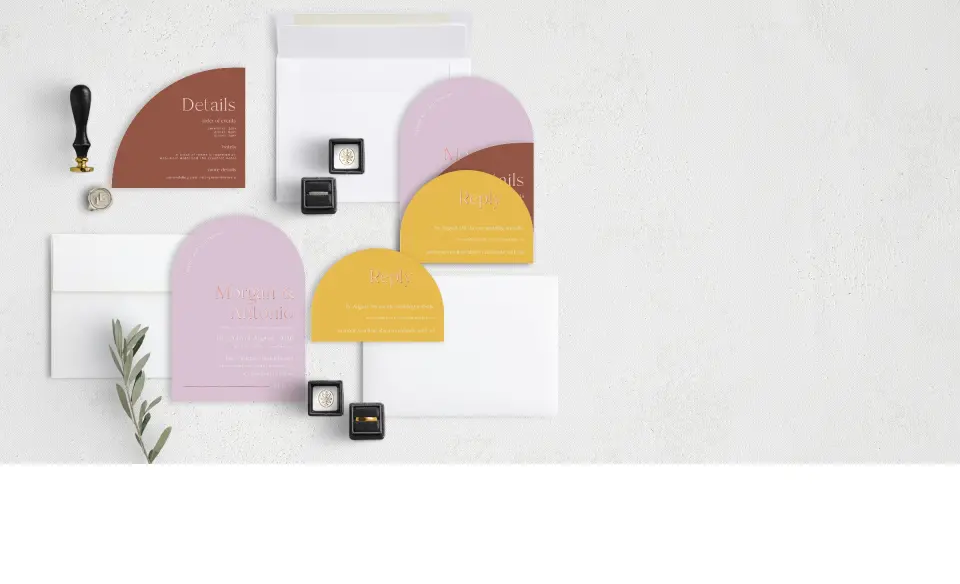 Stacked Wedding Invitations with coordinating items