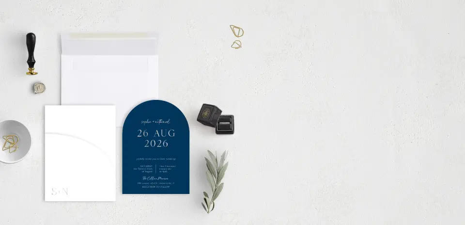 Stacked Wedding Invitations with pocket and coordinating items