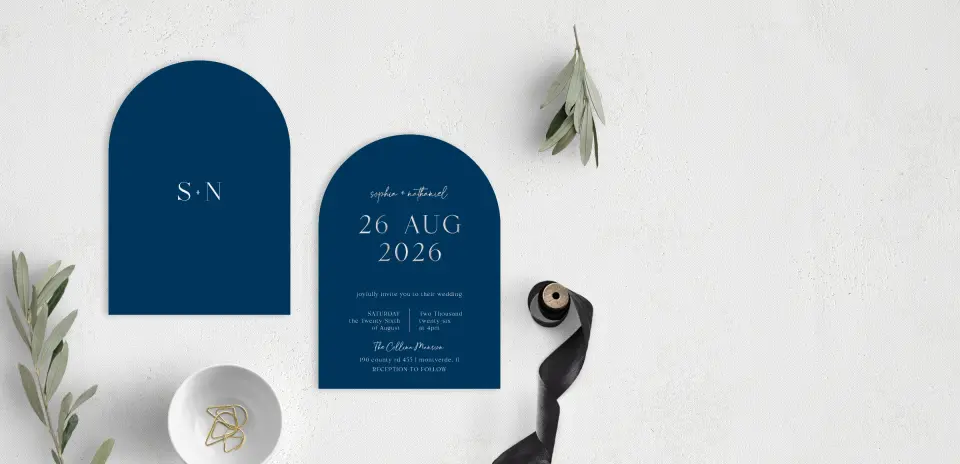Stacked Wedding Invitations front and back
