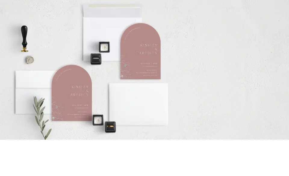 Stacked Wedding Invitations with coordinating items