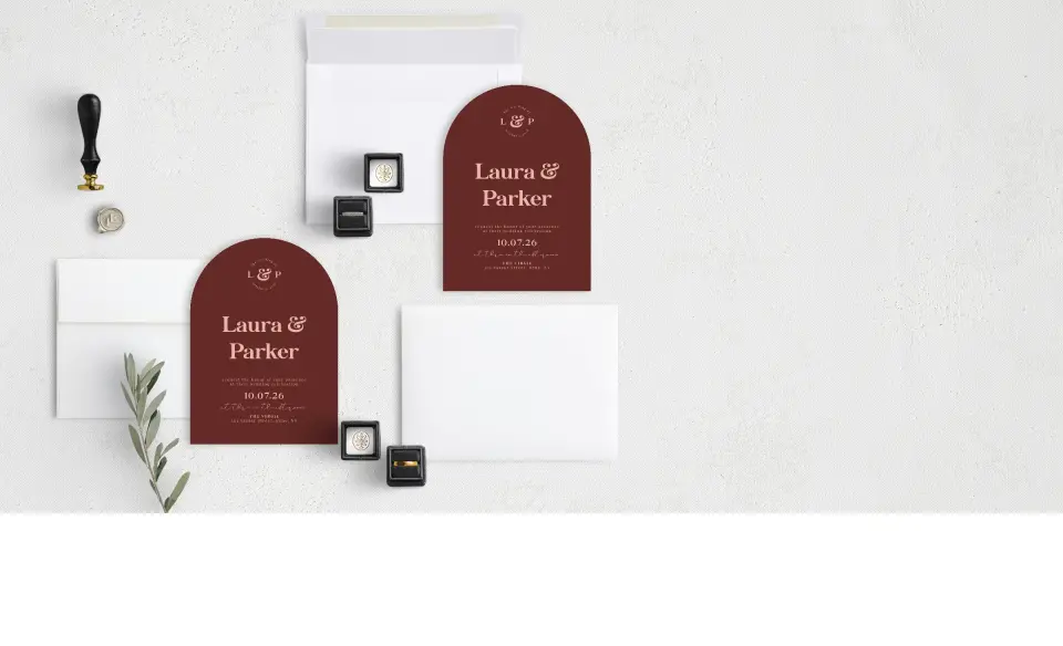 Stacked Wedding Invitations with coordinating items