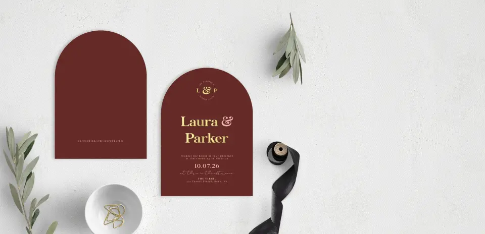 Stacked Wedding Invitations front and back