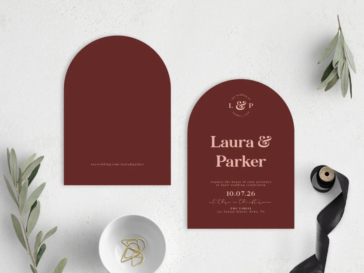 Stacked Wedding Invitations front and back