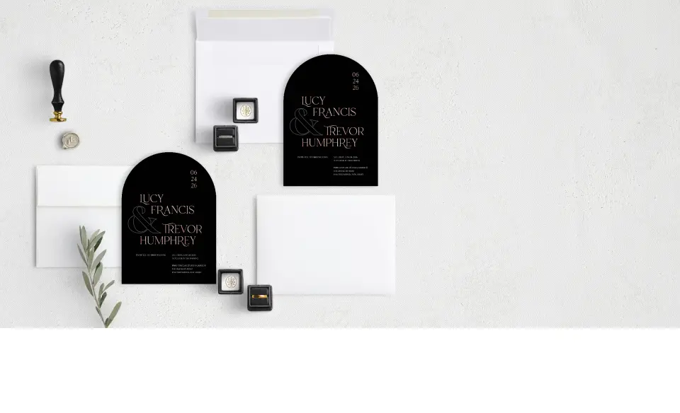 Stacked Wedding Invitations with coordinating items