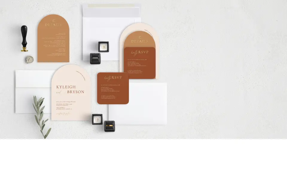 Stacked Wedding Invitations with coordinating items