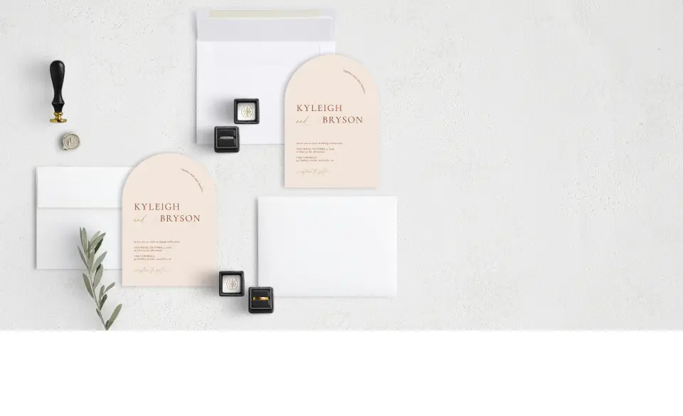 Stacked Wedding Invitations with coordinating items
