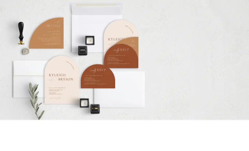 Stacked Wedding Invitations with coordinating items