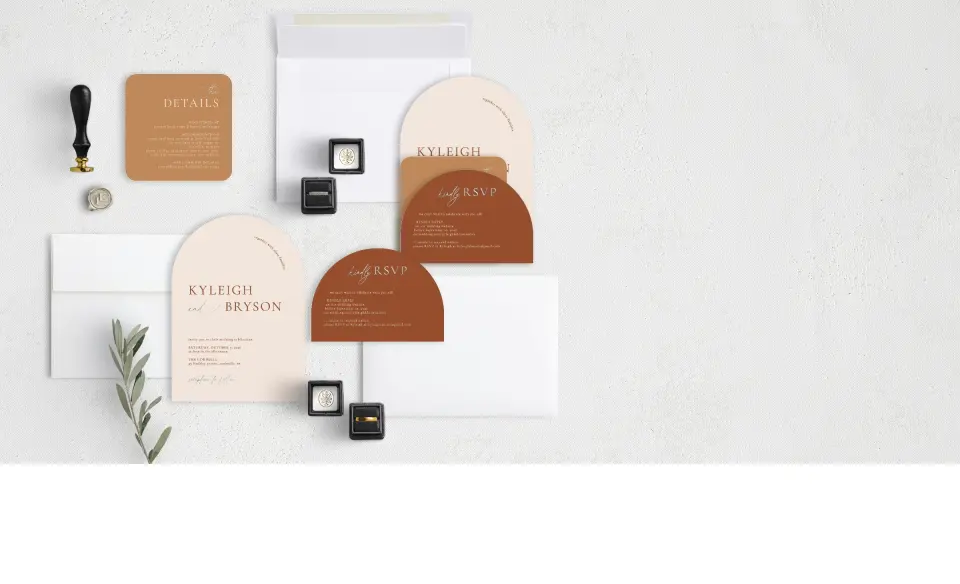 Stacked Wedding Invitations with coordinating items