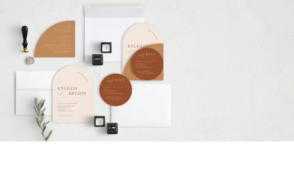 Stacked Wedding Invitations with coordinating items