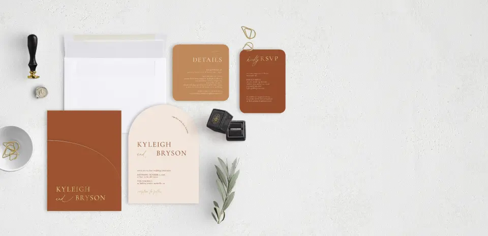 Stacked Wedding Invitations with pocket and coordinating items