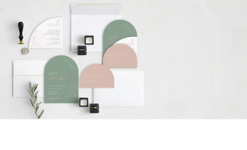 Stacked Wedding Invitations with coordinating items