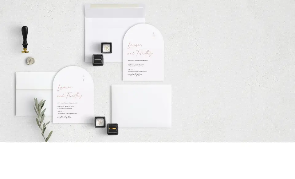 Stacked Wedding Invitations with coordinating items