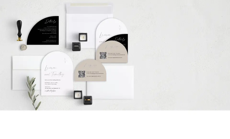 Stacked Wedding Invitations with coordinating items
