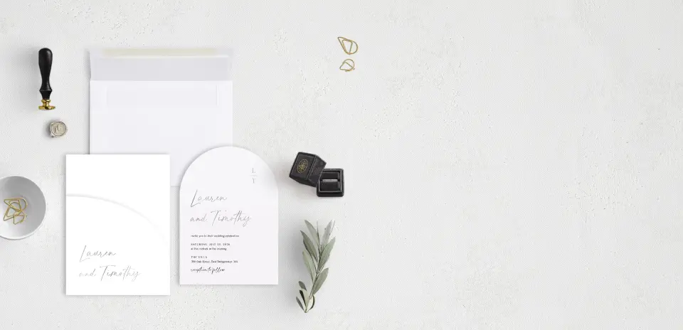 Stacked Wedding Invitations with pocket and coordinating items